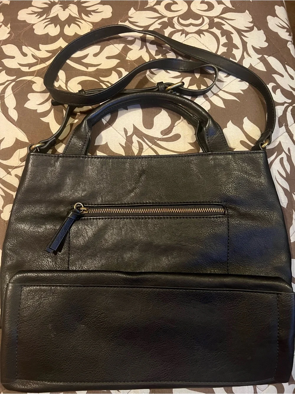 SONOMA Black Men’s Crossbody Messenger Bag Interior Detail